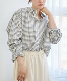 法蘭絨格紋標準領長袖襯衫