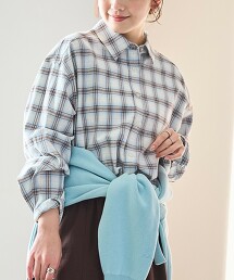 法蘭絨格紋標準領長袖襯衫