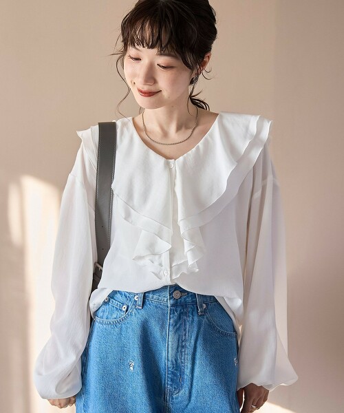 荷葉領開襟罩衫