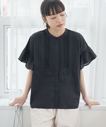 【MARKET】荷葉袖細褶罩衫