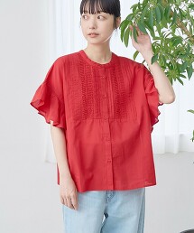 【MARKET】荷葉袖細褶罩衫