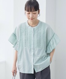 【MARKET】荷葉袖細褶罩衫