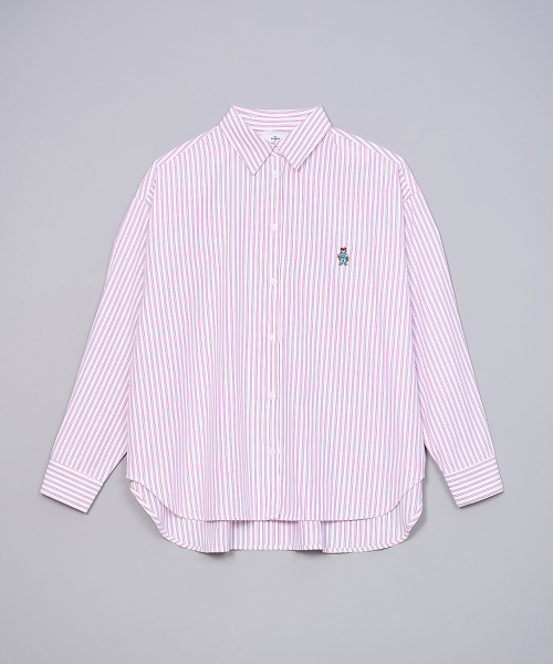 台灣限定 coen bear 刺繡條紋襯衫 女款