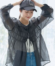 【成套單品】透膚縮褶襯衫背心套組