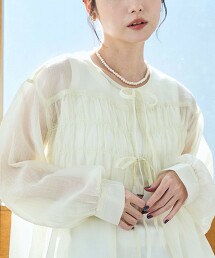 【成套單品】透膚縮褶襯衫背心套組