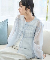 【成套單品】透膚縮褶襯衫背心套組