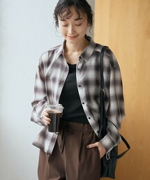 透膚漸層格紋標準領襯衫