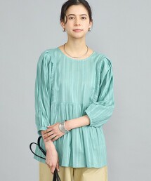 Market 紗羅織物條紋褶襇短飾邊2WAY罩衫