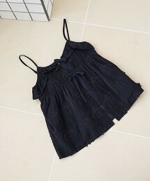 3D花朵刺繡燈芯絨吊帶衫