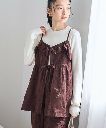 3D花朵刺繡燈芯絨吊帶衫