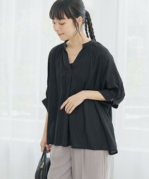 涼感開襟領五分袖罩衫
