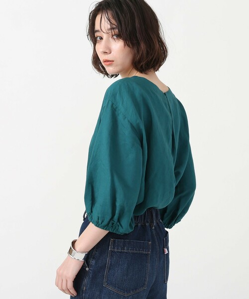 亞麻 嫘縈 蓬鬆五分袖 罩衫#