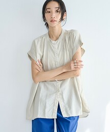 亞麻嫘縈打摺襯衫