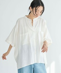 亞麻嫘縈方形土耳其袖襯衫