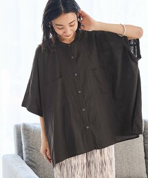 亞麻嫘縈方形土耳其袖襯衫