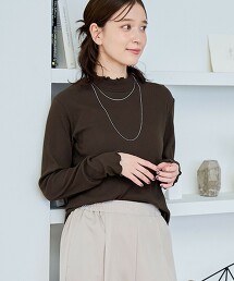 捲邊高領長袖T恤