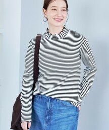 捲邊高領長袖T恤