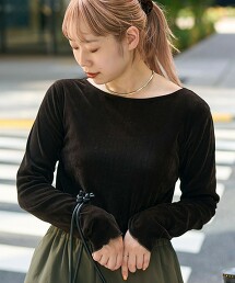 透膚天鵝絨長袖上衣