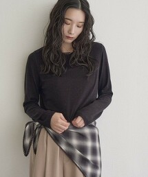 【Feel Soft】羊毛混紡羅紋圓領上衣 