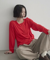 【Feel Soft】羊毛混紡亨利領羅紋上衣 