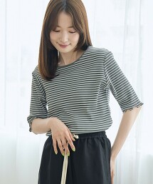 捲邊圓領羅紋短袖T恤