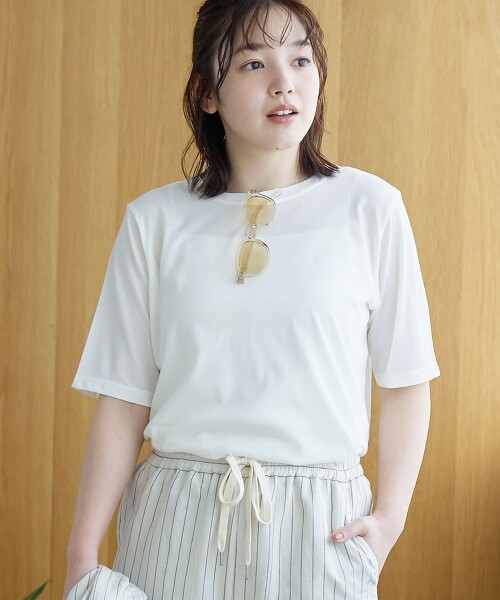 棉尼龍透膚圓領短袖T恤