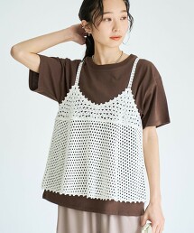 【成套單品】鉤針吊帶背心T恤套組