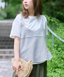 【成套單品】鉤針吊帶背心T恤套組