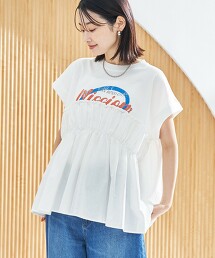 異材質拼接LOGO印花T恤