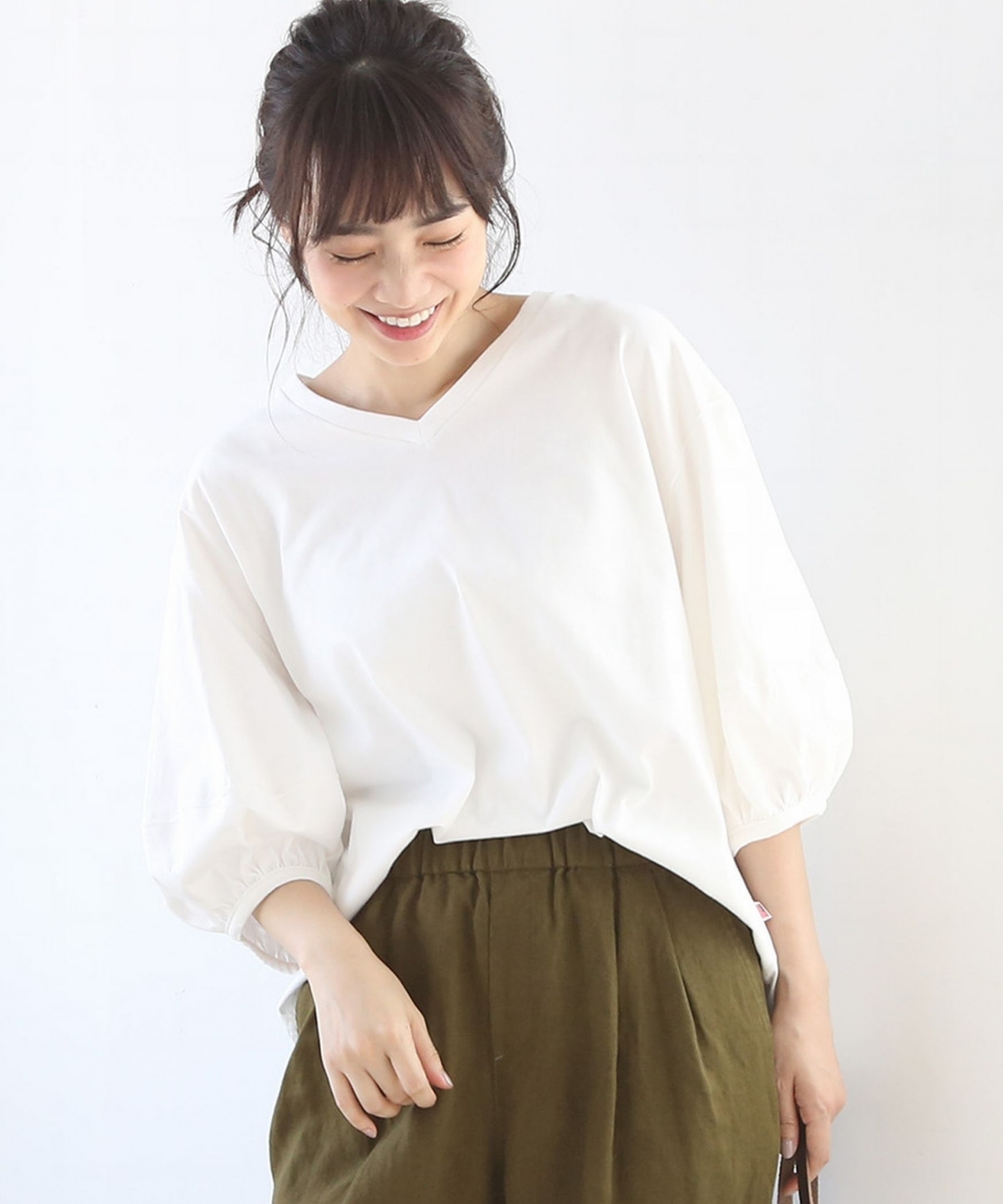 top> coen> 上衣> t恤>  美国棉蓬松袖棉质t恤