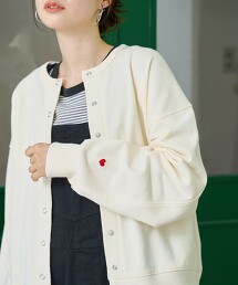 愛心刺繡毛圈布開襟衫