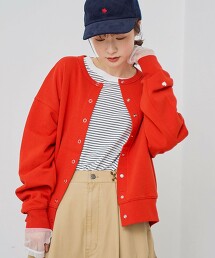 愛心刺繡毛圈布開襟衫