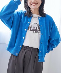 燈芯絨毛圈布壓釦開襟衫