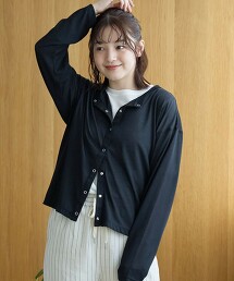 棉尼龍透膚合身開襟衫