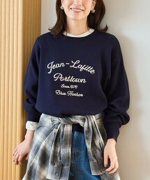 仿衛衣拼色LOGO針織