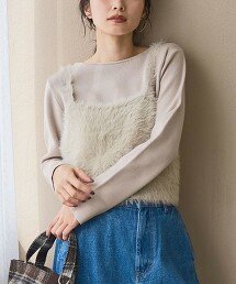 【成套單品】刷毛吊帶背心針織衫