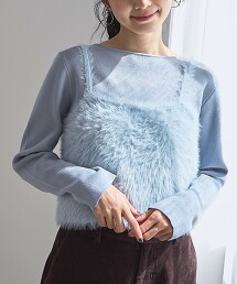 【成套單品】刷毛吊帶背心針織衫