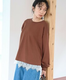 【成套單品】下擺蕾絲層次針織套裝