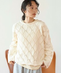 葉紋鏤空編織針織衫