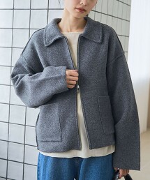 翻領雙拉鍊針織外套