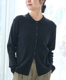 翻領羅紋編開襟衫