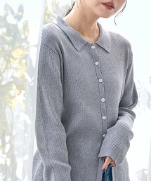 翻領羅紋編開襟衫