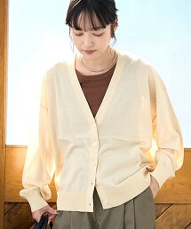 透膚針織V領開襟衫