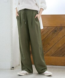 涼感亞麻嫘縈寬版直筒褲