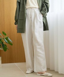 涼感亞麻嫘縈寬版直筒褲