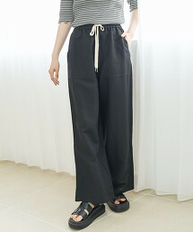 涼感亞麻嫘縈工作寬褲 