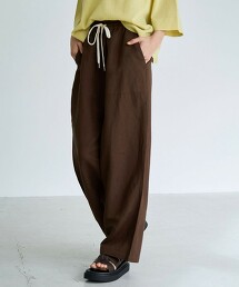 涼感亞麻嫘縈工作寬褲 