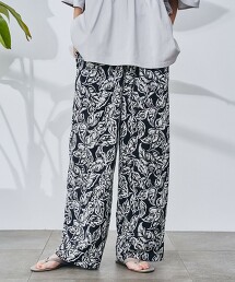 葉子印花輕便寬褲