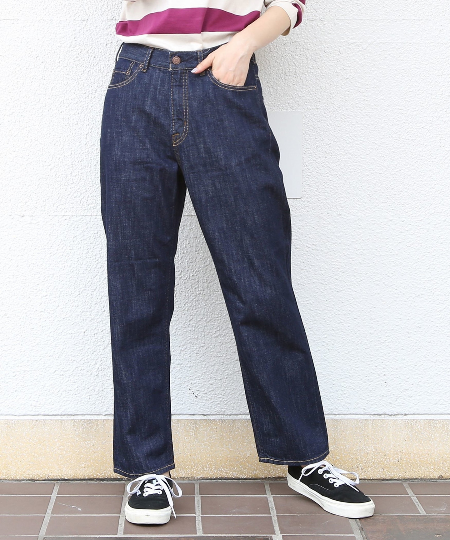 usa棉高腰5口袋丹宁裤