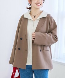 仿亞麻雙排釦西裝外套